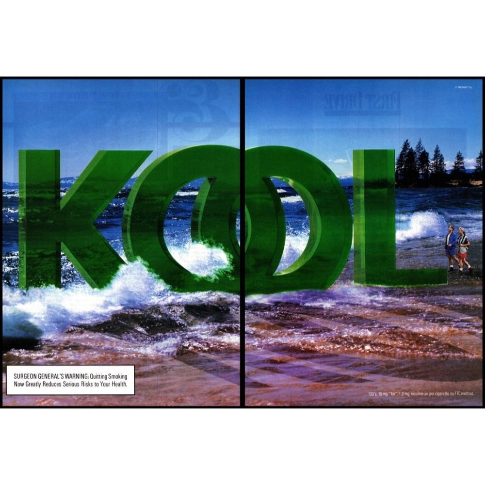 1995 Kool Cigarettes 2 Page Vintage Print Ad Ocean Beach Hikers Boots Wall Art